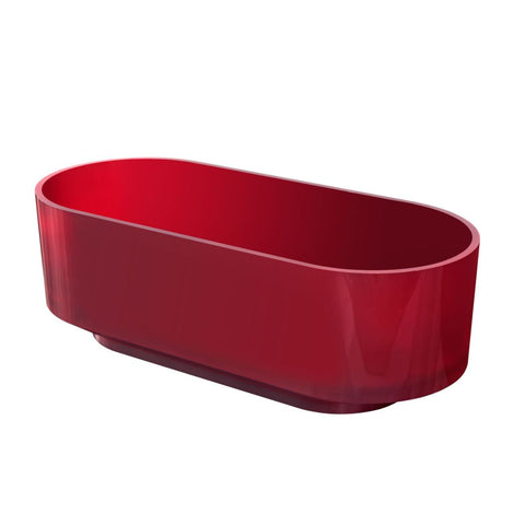 Arba 67" x 30" Freestanding Solid Surface Bathtub in Clear Cherry Red