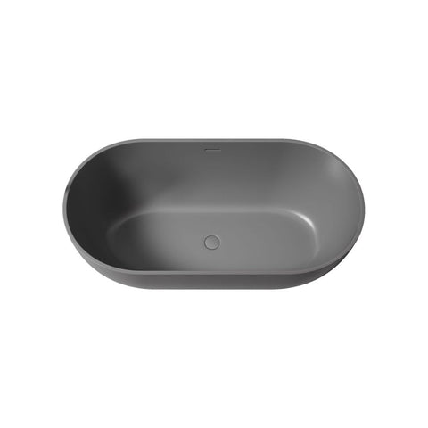 Arba 59" x 30" Freestanding Solid Surface Bathtub in Dark Gray