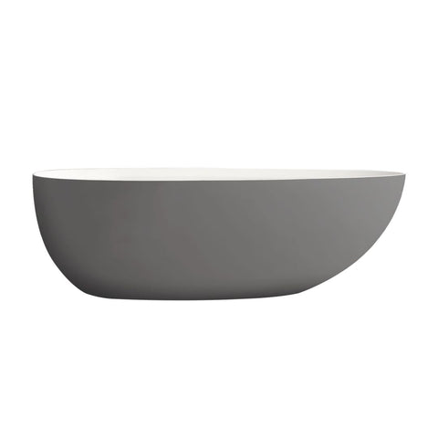 Arba 71" x 35" Freestanding Solid Surface Bathtub in Dark Gray Outside and White Inside