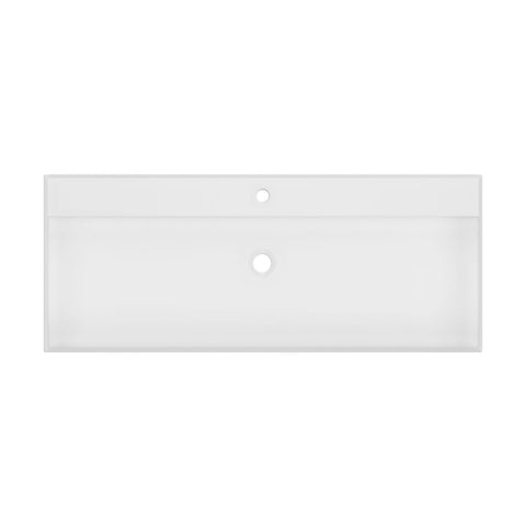 Arba 47" x 19" Rectangular Solid Surface Basin Vessel Sink in Matte White