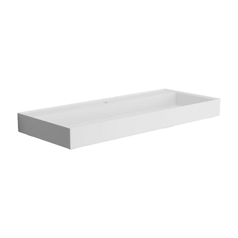 Arba 47" x 19" Rectangular Solid Surface Basin Vessel Sink in Matte White