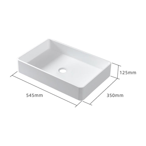 Arba 21" x 14" Rectangular Solid Surface Basin Vessel Sink in Matte White