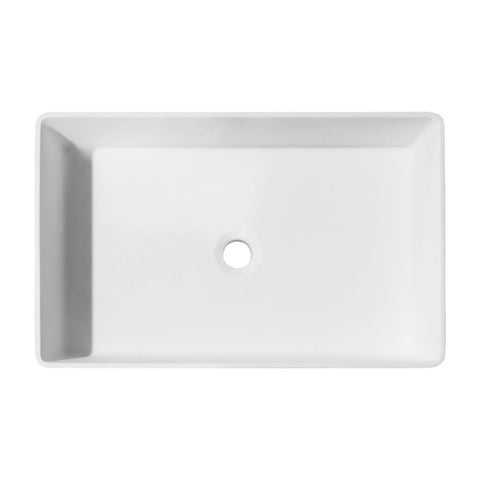 Arba 21" x 14" Rectangular Solid Surface Basin Vessel Sink in Matte White