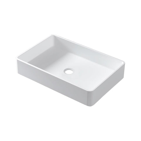 Arba 21" x 14" Rectangular Solid Surface Basin Vessel Sink in Matte White