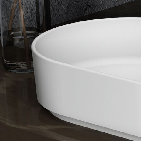 Arba 23" x 15" Solid Surface Basin Vessel Sink in Matte White