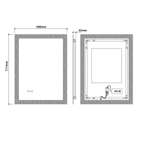 Arba 20" x 28" Frameless Rectangular Anti-Fog Adjustable LED Ligtht Bathroom Vanity Mirror