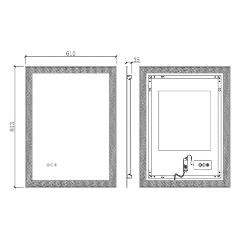 Arba 24" x 32" Frameless Rectangular Anti-Fog Adjustable LED Ligtht Bathroom Vanity Mirror