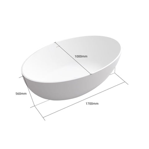 Arba 67" x 39" Extra Wide Freestanding Solid Surface Bathtub in Matte White