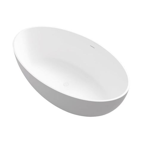 Arba 67" x 39" Extra Wide Freestanding Solid Surface Bathtub in Matte White