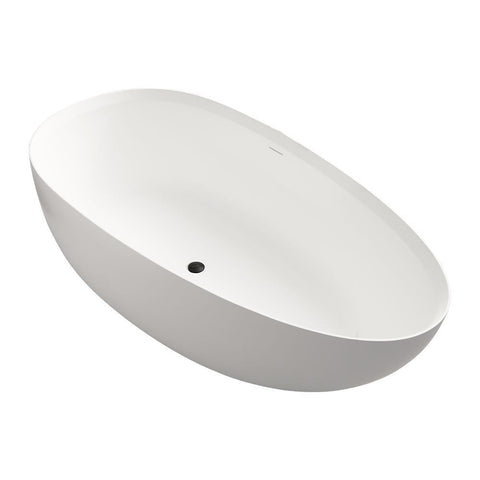 Arba 59" x 31" Freestanding Solid Surface Bathtub in Matte White