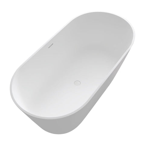 Arba 63" x 30" Freestanding Solid Surface Bathtub in Matte White