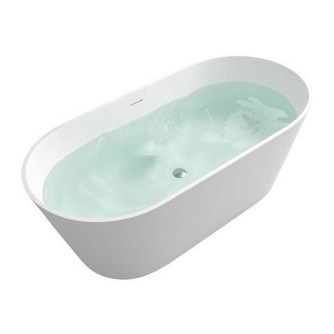 Arba 63" x 30" Freestanding Solid Surface Bathtub in Matte White