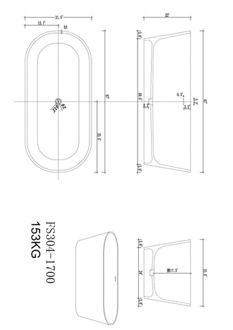 Arba 67" x 31" Freestanding Solid Surface Bathtub in Matte White