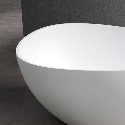 Arba 63" x 39" Extra Wide Freestanding Solid Surface Bathtub in Matte White