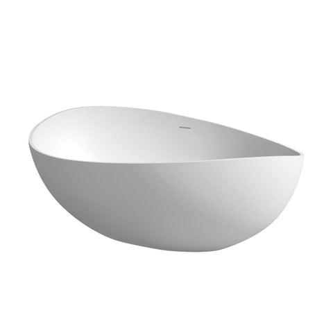 Arba 63" x 39" Extra Wide Freestanding Solid Surface Bathtub in Matte White