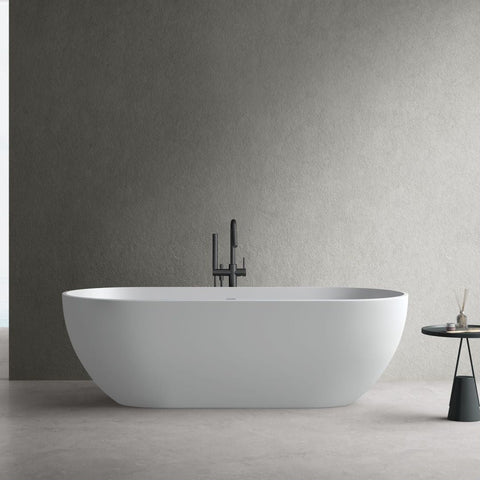 Arba 69" x 30" Freestanding Solid Surface Bathtub in Matte White