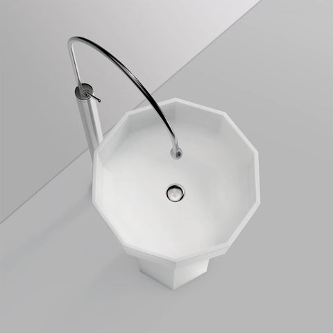 Arba 34" Tall Solid Surface Basin Pedestal Sink in Matte White