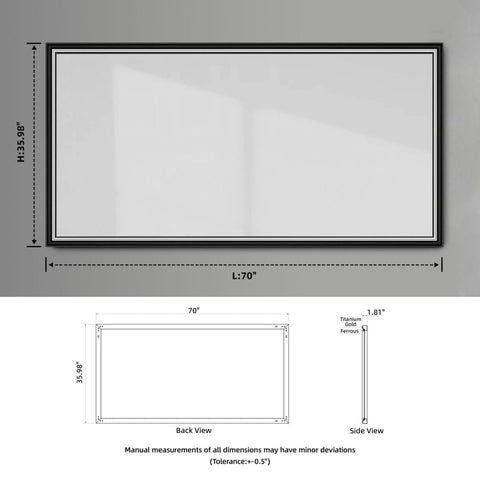Arba 70" x 36" Black and White Aluminum Framed Rectangular Bathroom Vanity Mirror
