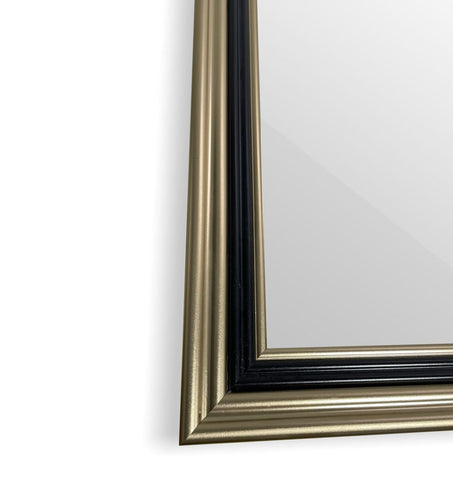 Arba 70" x 36" Titanium Gold and Black Aluminum Framed Rectangular Bathroom Vanity Mirror