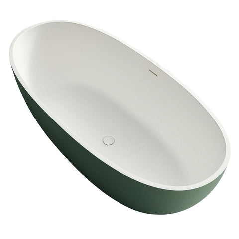 Arba 65" x 30" Freestanding Solid Surface Bathtub in Green Outside and White Inside