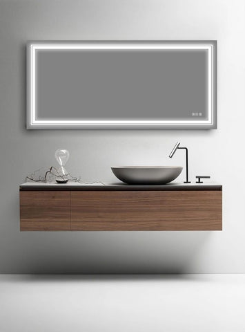 Arba 60" x 28" Frameless Rectangular Anti-Fog Adjustable LED Ligtht Bathroom Vanity Mirror With Aluminum Alloy Back Frame