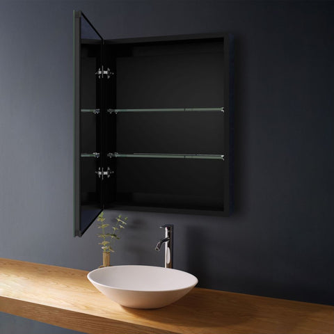 Arba 20" x 26" Rectangular Double Sided Mirror Door Medicine Cabinet in Matte Black