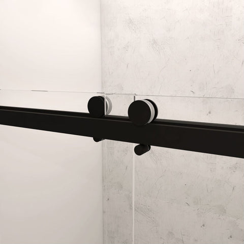 Arba 76" Tall Single Door Shower Door Aluminum and Glass in Matte Black