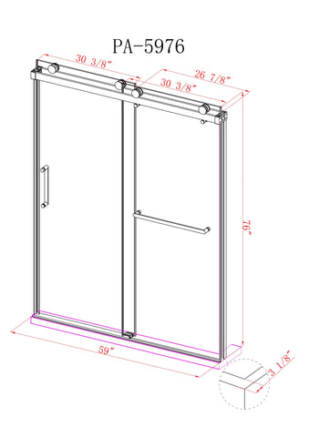 Arba 76" Tall Single Door Shower Door Aluminum and Glass in Chrome
