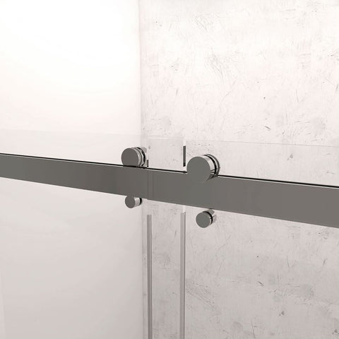 Arba 76" Tall Double Door Shower Door Aluminum and Glass in Brushed Nickel