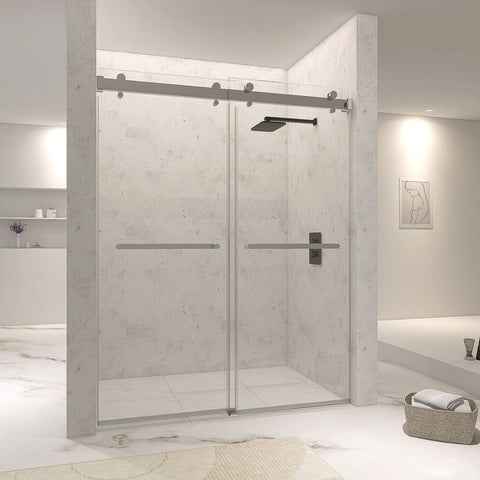 Arba 76" Tall Double Door Shower Door Aluminum and Glass in Chrome