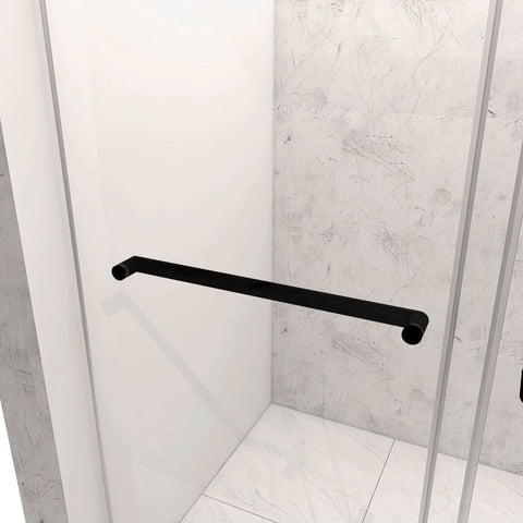 Arba 76" Tall Double Door Shower Door Aluminum and Glass in Matte Black