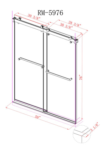 Arba 76" Tall Double Door Shower Door Aluminum and Glass in Brushed Nickel