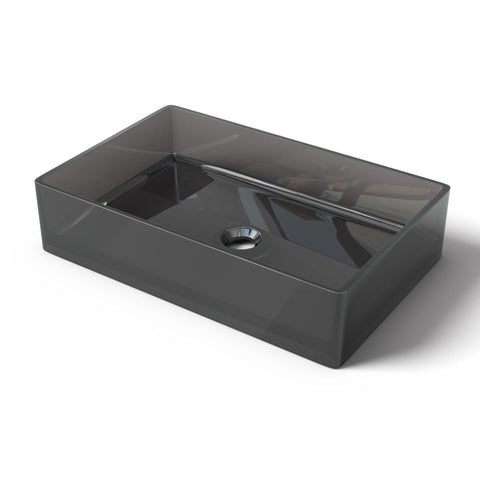 Arba 21" x 14" Rectangular Solid Surface Basin Vessel Sink in Transparent Gray