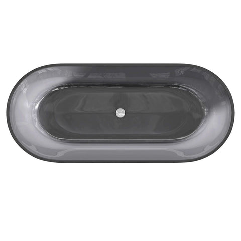 Arba 69" x 30" Freestanding Solid Surface Bathtub in Transparent Gray