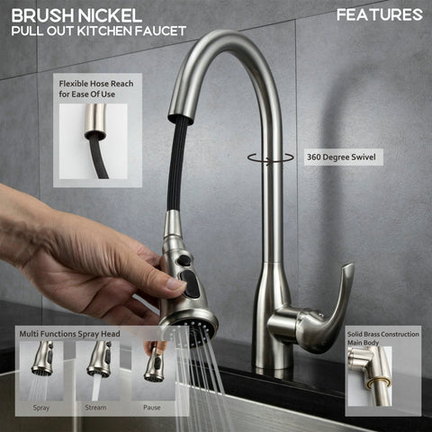 Single Handle Kitchen Faucet with Pull-Out