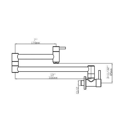 Brushed Nickel Stainless Steel Wall Mount Pot Filler Kitchen Faucet