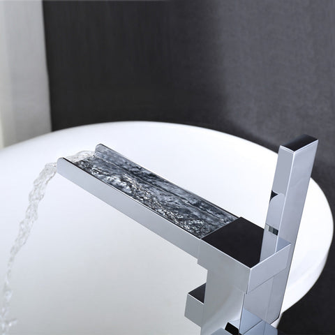 Free Standing Bathroom Tub Faucet Floor Mount Tub Filler Hand Shower Mixer Tap