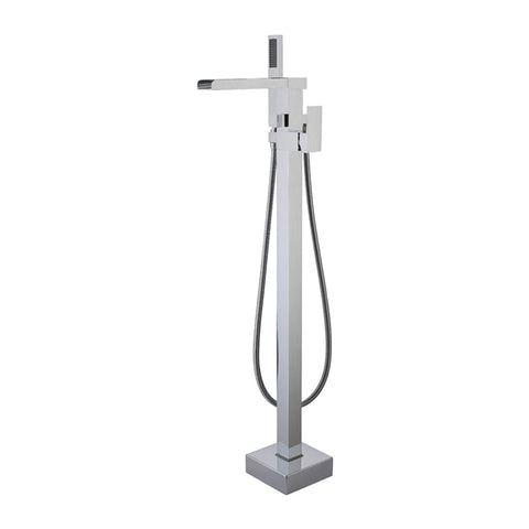 Free Standing Bathroom Tub Faucet Floor Mount Tub Filler Hand Shower Mixer Tap