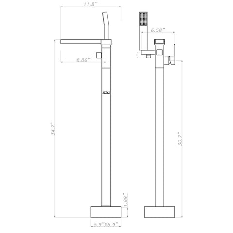 Free Standing Bathroom Tub Faucet Floor Mount Tub Filler Hand Shower Mixer Tap