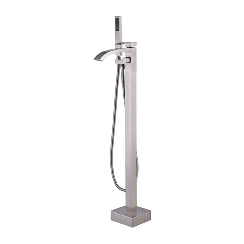 Free Standing Bathroom Tub Faucet Floor Mount Tub Filler Hand Shower Mixer Tap