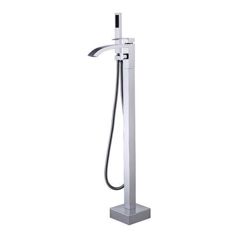 Free Standing Bathroom Tub Faucet Floor Mount Tub Filler Hand Shower Mixer Tap