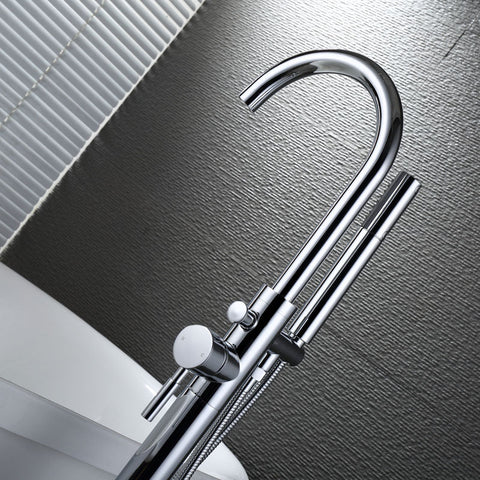 Bath Tub Faucet Waterfall Brushed Nickel Free Standing Tub Filler Mixer Tap