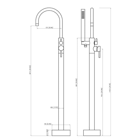 Bath Tub Faucet Waterfall Brushed Nickel Free Standing Tub Filler Mixer Tap