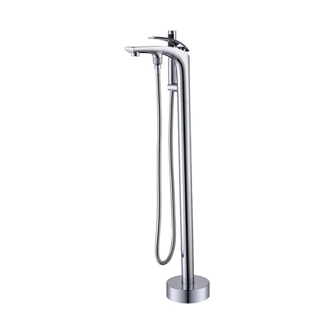 Free Standing Bathroom Tub Faucet Floor Mount Tub Filler Hand Shower Mixer Tap