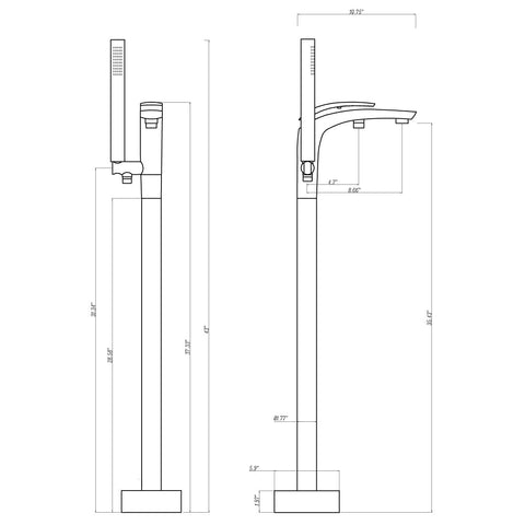 Free Standing Bathroom Tub Faucet Floor Mount Tub Filler Hand Shower Mixer Tap