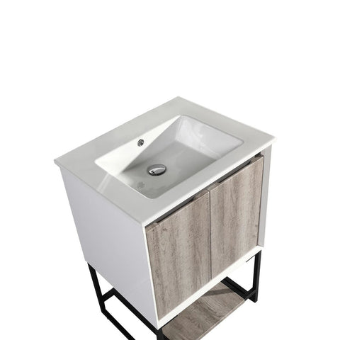 MARSEILLE 24" SINGLE, TWO DOORS, OPEN SHELF BATHROOM VANITY