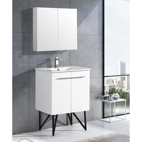 ANNECY 24" SINGLE, GLOSSY WHITE, TWO DOORS, BATHROOM VANITY