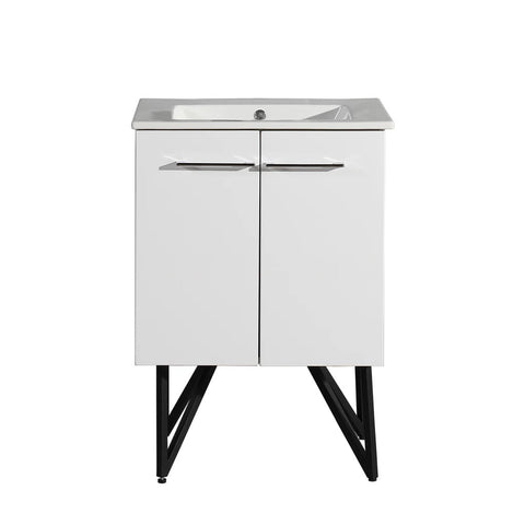 ANNECY 24" SINGLE, GLOSSY WHITE, TWO DOORS, BATHROOM VANITY