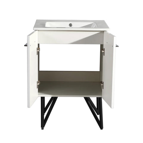 ANNECY 24" SINGLE, GLOSSY WHITE, TWO DOORS, BATHROOM VANITY