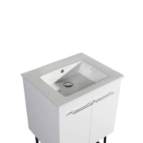 ANNECY 24" SINGLE, GLOSSY WHITE, TWO DOORS, BATHROOM VANITY